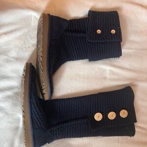 UGG Dark Blue Knit Button Boots